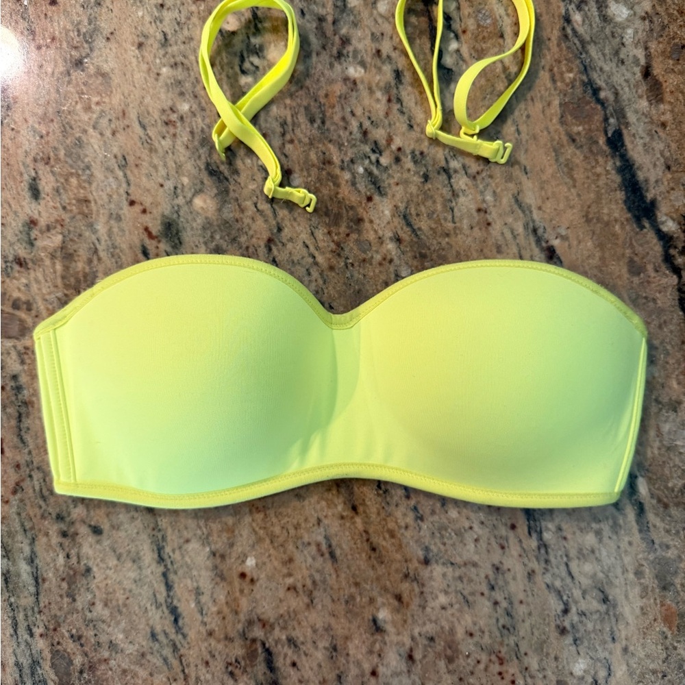 VS PINK Neon Yellow Strapless Bra